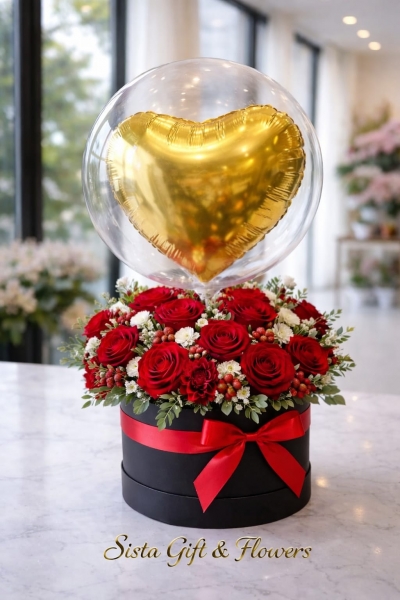 Çamköy Canlı Gül Balon Aranjman -- 14 Adet